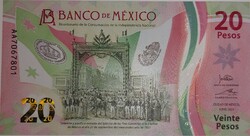 Mexikó 20 peso, 2021, UNC bankjegy