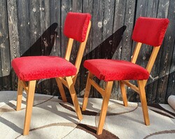 2 retro chairs with red velvet upholstery, Alföldi furniture factory together, 8,500 ft