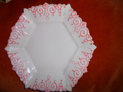 Antique hexagonal hand-painted serving bowl