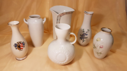 6 darab porcelán kis váza együtt, vegyesen, hibátlan állapotban