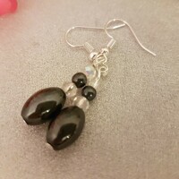 Magnetite and crystal earrings
