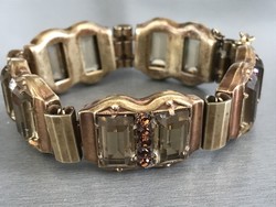 Antique bracelet with bar-shaped citrine crystals, with colorful small stones in between, 20 cm long