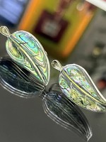 Lenyűgöző mexikói ezüst fülbevaló pár, páva kagyló berakással