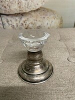 Crystal candle holder with silver base a35