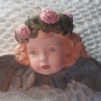 Rózsás porcelán angyalka, dekoráció 2.