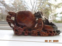 1913-ból Magyar Dedikációval kínai kézzel faragott illatosító zsírkő szobor mitológiai állatokkal