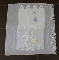 3 Pcs curtain-apron base, flawless, snow-white condition