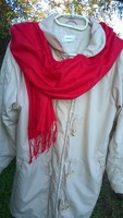 Fringed stole-scarf - red - excellent piece 186x68 cm