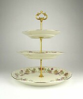 0Y513 Zsolnay porcelán három emeletes kínáló 34 cm