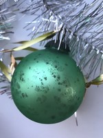 Antique patinated green glass sphere Christmas tree decoration