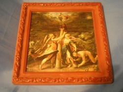 N23 antique mythological scene with brightly colored paper image with rarity hanger 21 x 21 cm