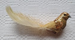 Csipeszes arany madár karácsonyfadísz dekoráció kellék csíptethető