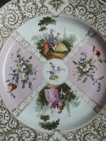 Csodálatos Drezdai tányér, 1890-es évek. Plusz ajándék tányértartó!