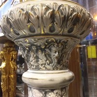 Italy capodimonte, capo di monte baroque porcelain pedestal, statue holder, flower holder. Indicated. 98 cm.