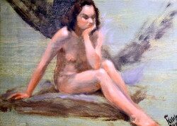 Ferenc Tóth (1921-2006) contemplative nude 1948