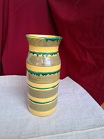 Beautiful retro industrial art vase green yellow collectible mid-century modern home decoration heirloom