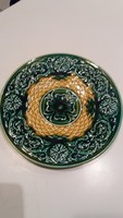 Josef steidl, znaim: green majolica plate, flawless, 20 cm