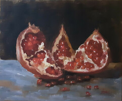 Galina Antiipina: pomegranate, oil painting, canvas, 25x30cm