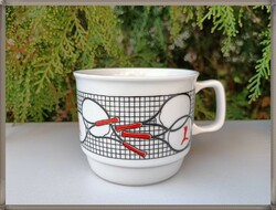 Zsolnay porcelain retro mug with puma branded tennis racket pattern
