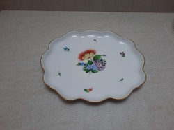 Herendi virágmintás porcelán süteményes kínáló tál