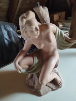 Terracotta female nude, table lamp (work of Imre Kovács from Turán)