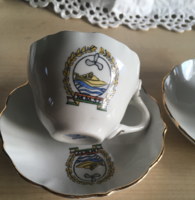 AQINCUM-két db kávéscsésze-MMSZ-repi ajándéknak készülhetett-1960-as évek hajós dekorral