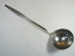 Retro marked stainless steel soup ladle with decorative handle - cccp marking - Soviet Russian