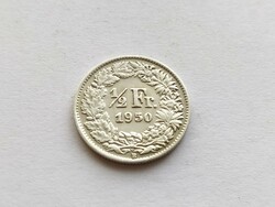 Svájc ezüst 1/2 frank 1950. B.