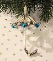 Régi gablonz üveg karácsonyfa dísz esernyő  9cm