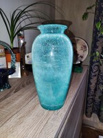 Fátyolkristály ,türkiz színű váza