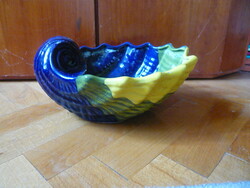 Blue-yellow giant shell-shaped porcelain 23 cm deep bowl