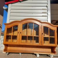 Oak wall display cabinet in good condition for sale.