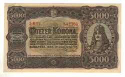 5000 Korona 1923 without printing place in original condition. Undriven