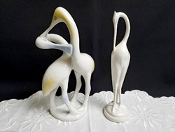 2 db Hollóházi porcelán gém madár, gémek 21 cm