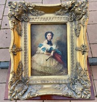 Angol antik Viktoriánus miniatűr portré