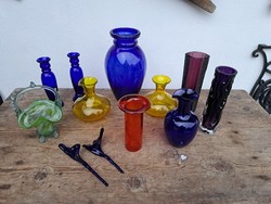 Beautiful Karcagi berekfürdő glass blue yellow mixed decorative glass vase collectors mid century modern