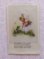 Régi képeslap 1942 feliratos levelezőlap kislány lóhere virágok