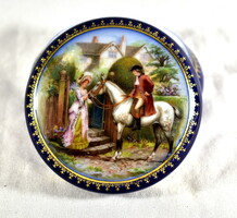 Fairy-tale limoges antique equestrian - porcelain box with a romantic scene!