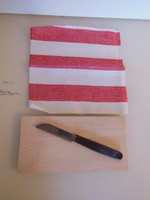 Breakfast set - 3 pieces - new - board 20 x 10 cm - knife 17 cm - linen napkin 20 x 20 German