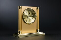 Table clock, gold-plated, alarm clock.