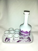 Retró Alföldi pálinkás készlet porcelán tálcáján