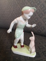 Chef boy and the rabbit (bunny) - aquincum porcelain