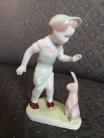 Fiú és a nyúl (nyuszi) - Aquincum porcelán