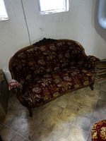 Antik neobarokk szalon garnitúra, 1 kanapé, 4 fotel