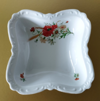 GYÖNYÖRŰ ANTIK PIPACS MINTÁS BAVARIA PORCELÁN KÖRETES TÁLALÓ TÁL