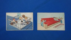 Two funny old postcards: sports dolls - children