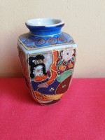 Small colorful hand-painted Japanese porcelain vase