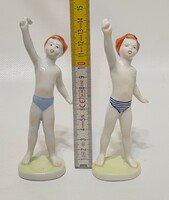 Aquincumi integető kislány porcelán figura 2 db (2492)