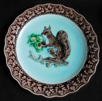 Gebrüder Horn antik majolika tányér mókussal