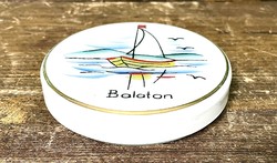 Retro Balaton festett üveg cukorka tartó emlék